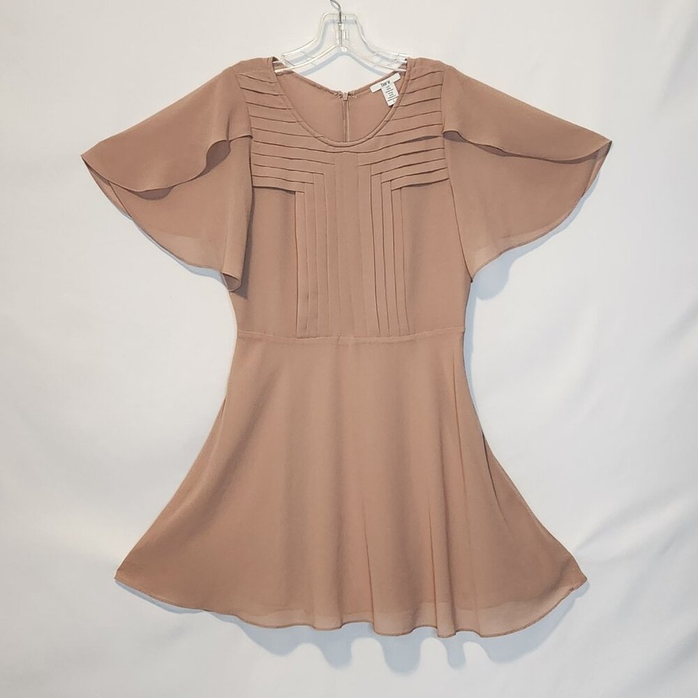 Bar III Tan/Beige Cocktail Dress with Flowy Sleeves - Large